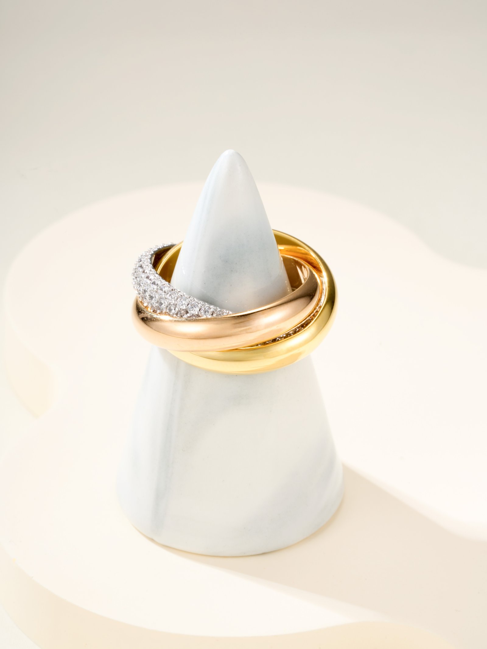 TRINITY Medium Three Ring Diamond Set Ring (Single Ring 3.2mm Width) - Image 9