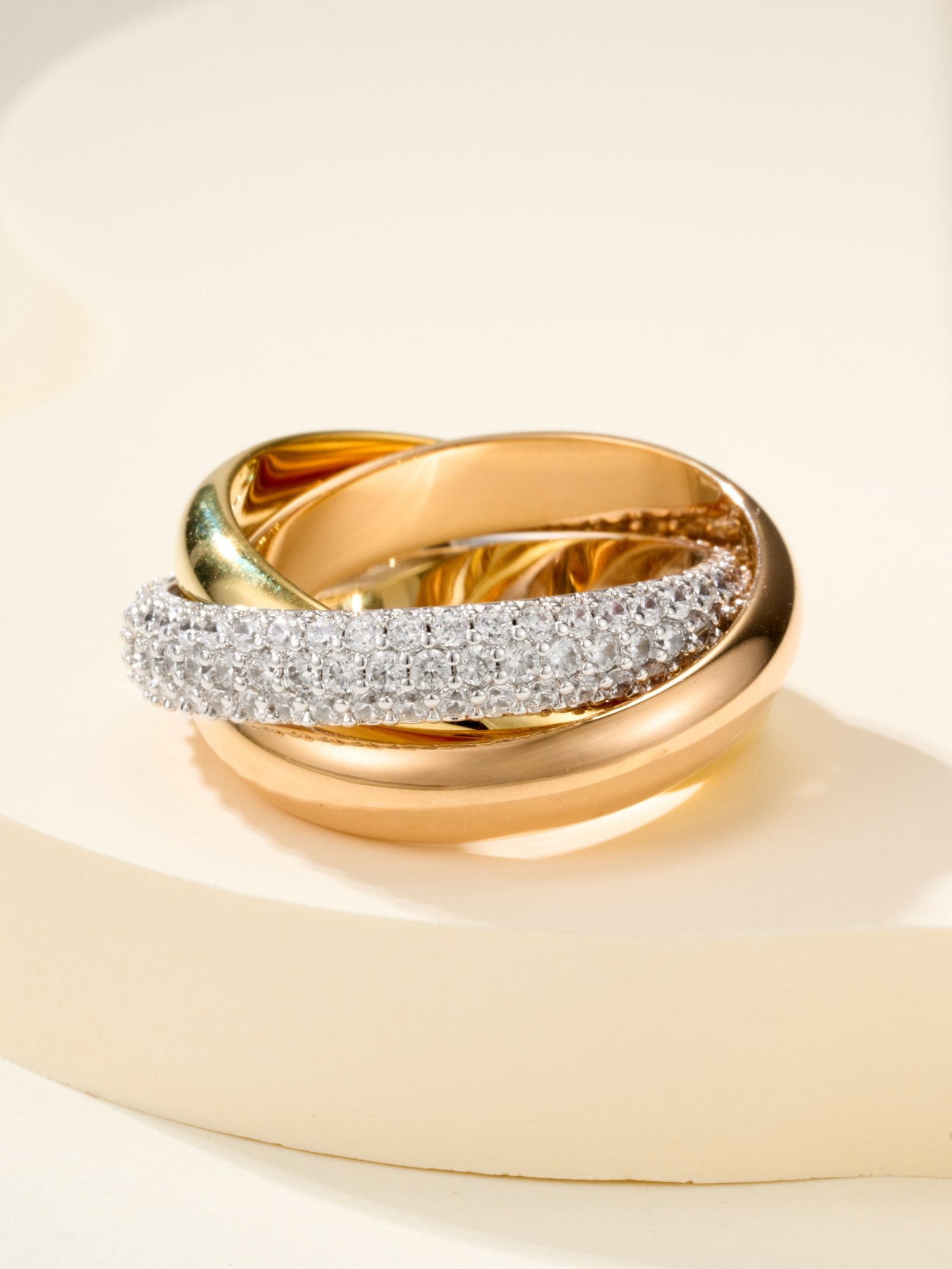 TRINITY Medium Three Ring Diamond Set Ring (Single Ring 3.2mm Width) - Image 2