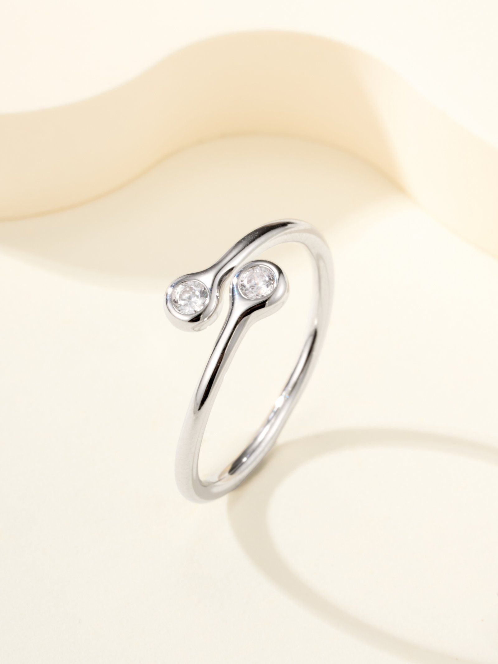 Double Water Drop Open Ring - Image 2