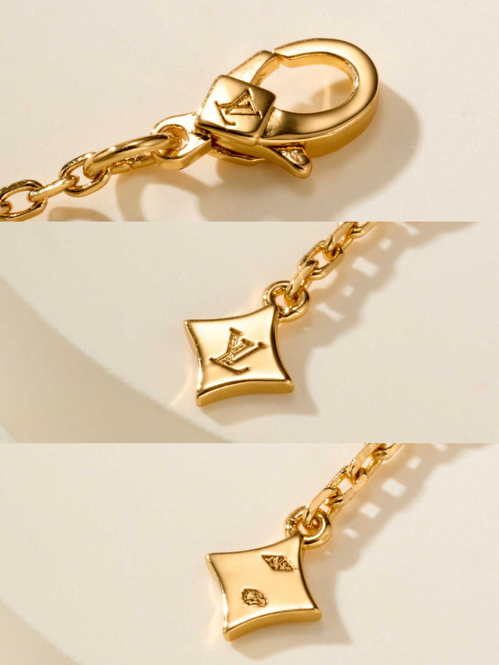 LV Classic Four Flower Black Agate 3-Diamond Bracelet (Yellow Gold) - Image 11