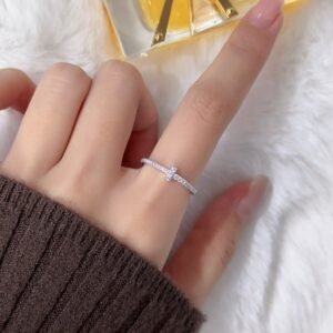 T-Circle Full Diamond Colored Silver Ring