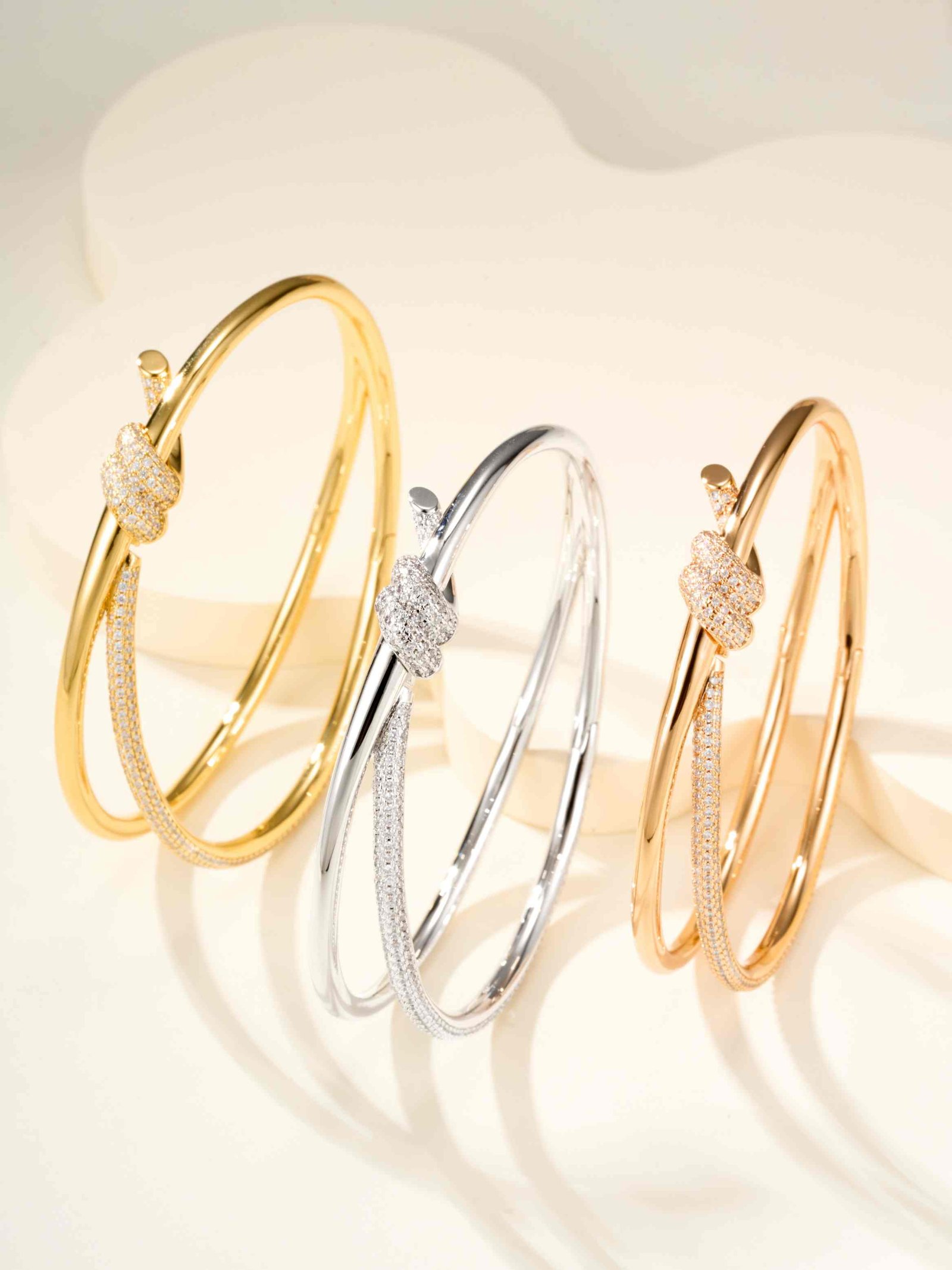 T Knot series double row hinge bracelet with diamond inlay