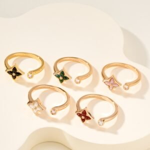 LV diamond opening single flower ring