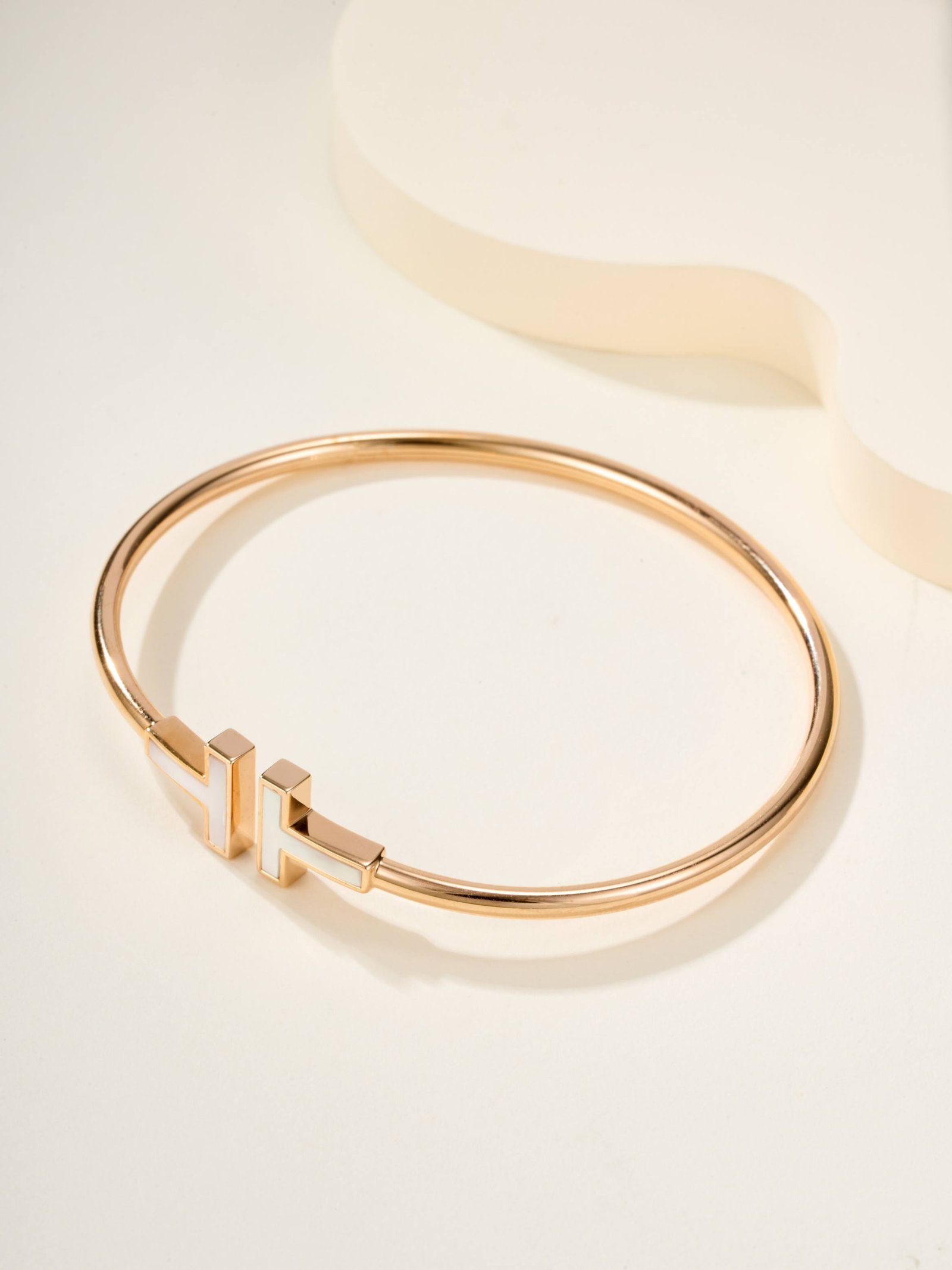 Classic Double T Double White Bay Rose Gold Bracelet - Image 5