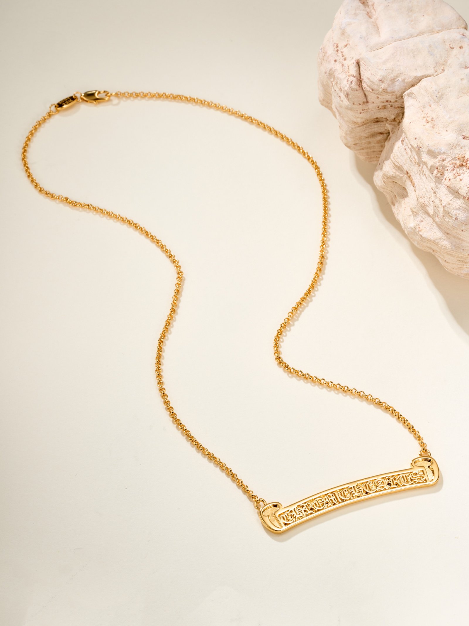 Chrome Hearts 22k Gold Scroll Necklace