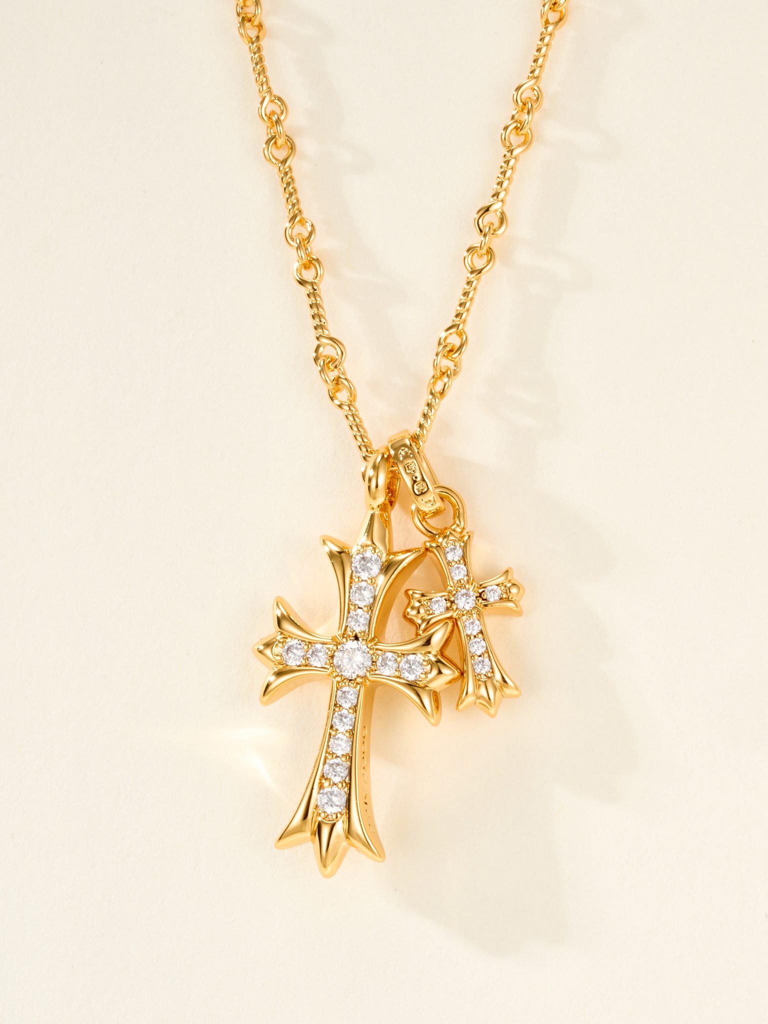 Classic Double Cross Croheart Necklace - 图片 2