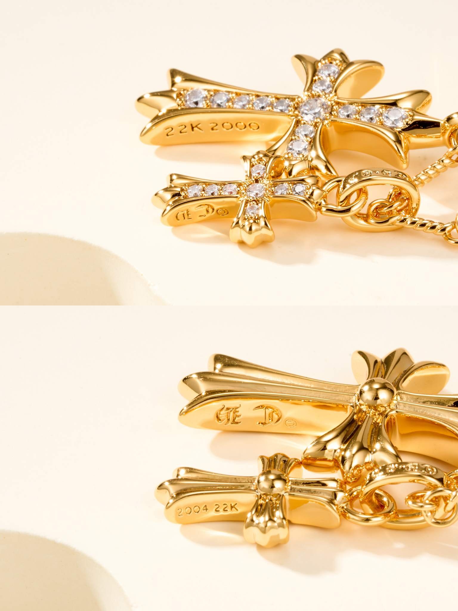 Classic Double Cross Croheart Necklace - 图片 9