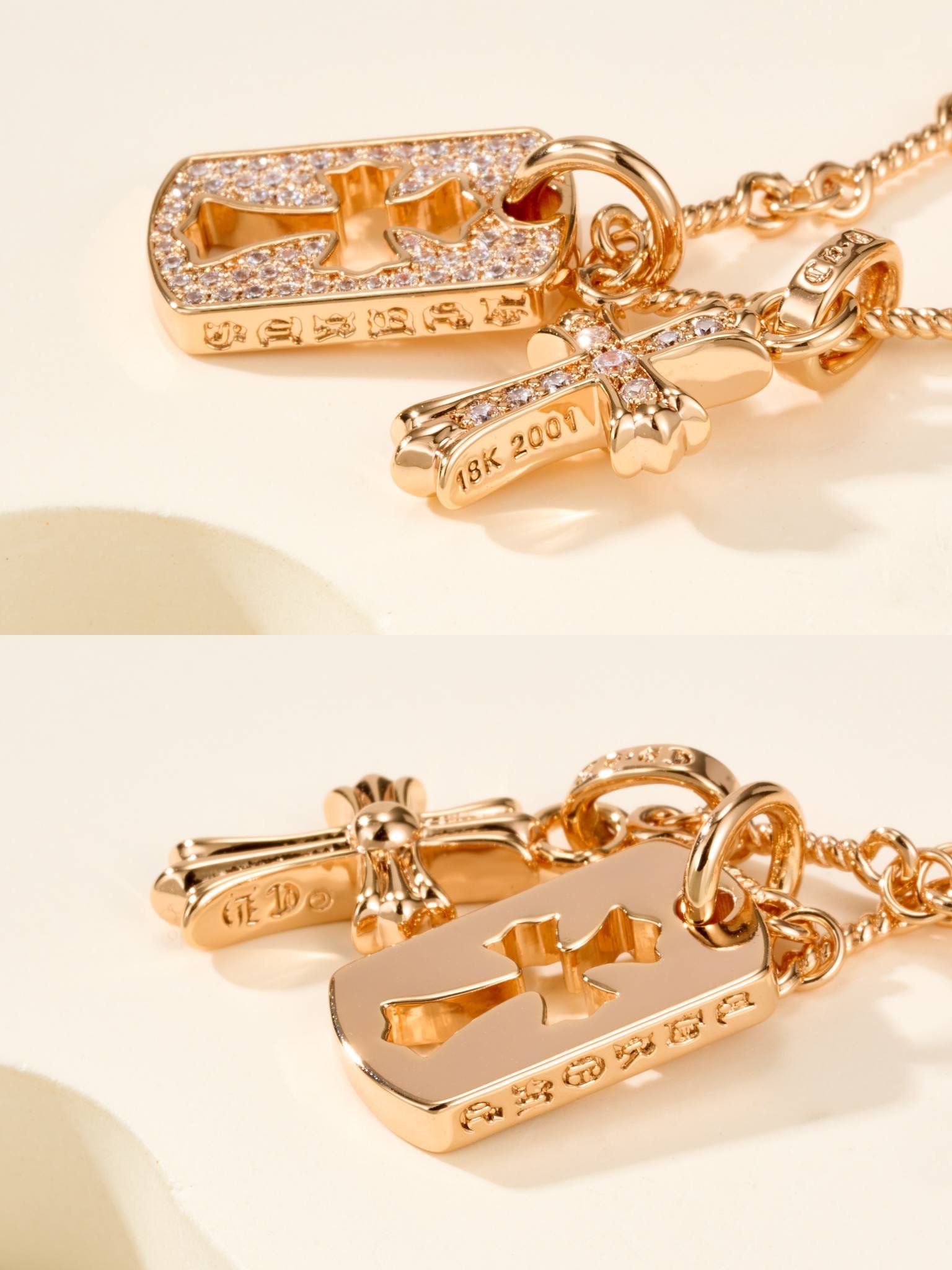 Double Cross Diamond Necklace - Image 6