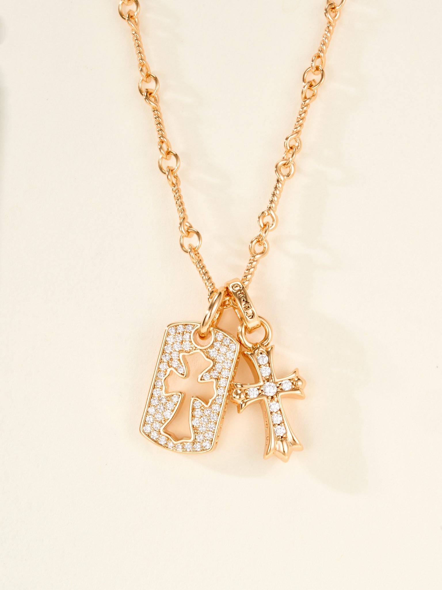 Double Cross Diamond Necklace - Image 2