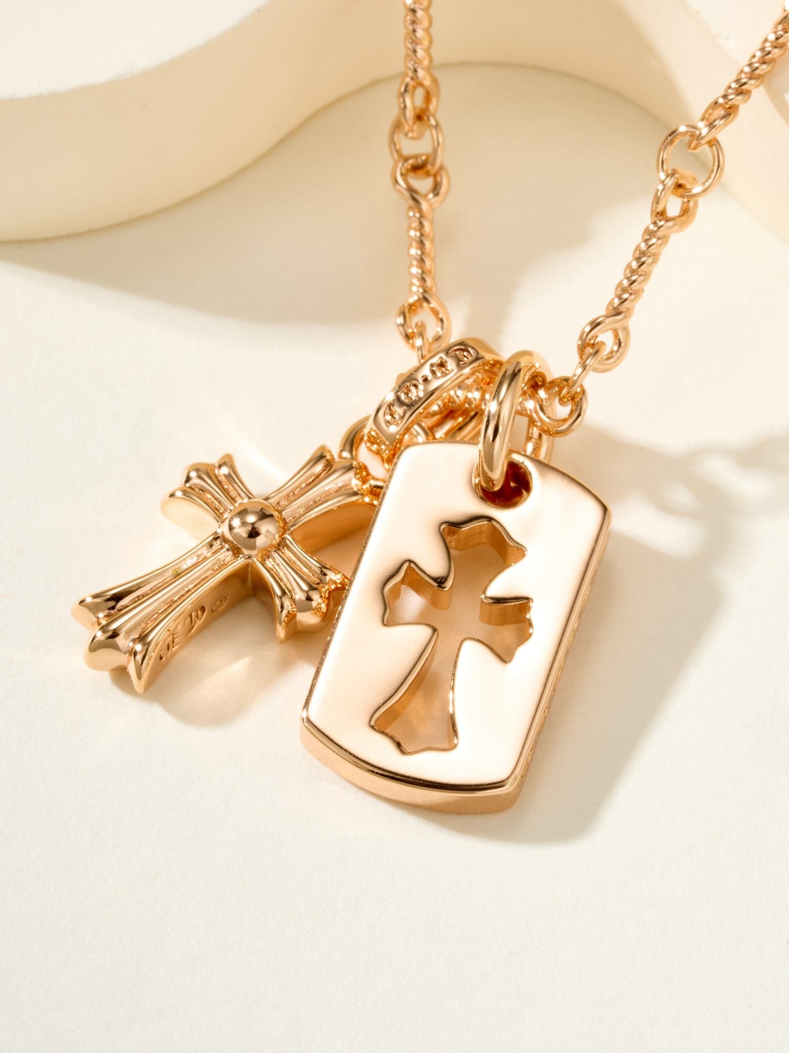 Double Cross Diamond Necklace - Image 5