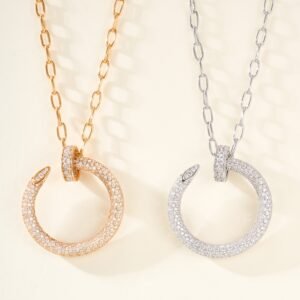 Extra Large Full Diamond Nail Necklace
