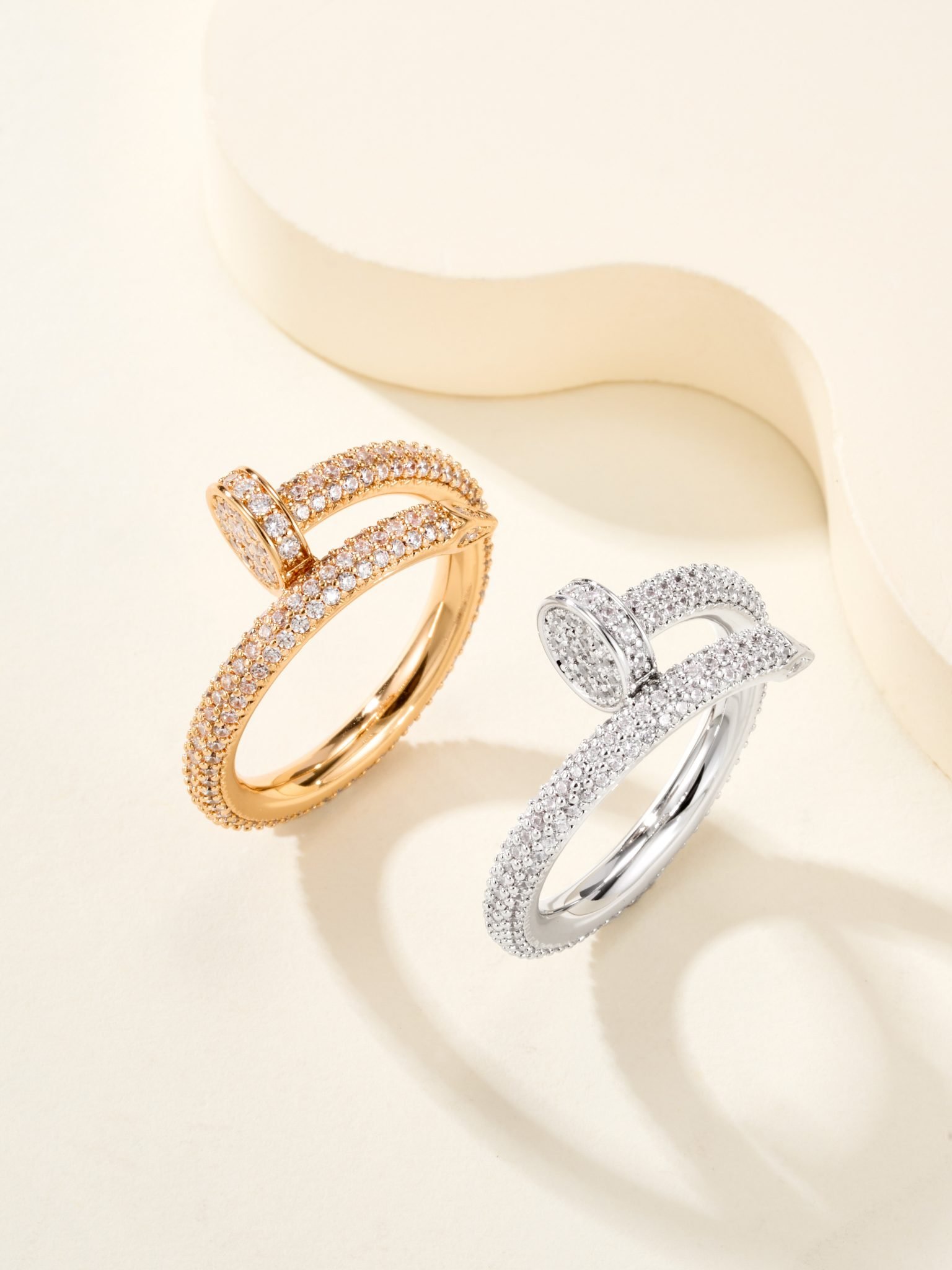 Rough version full diamond nail ring