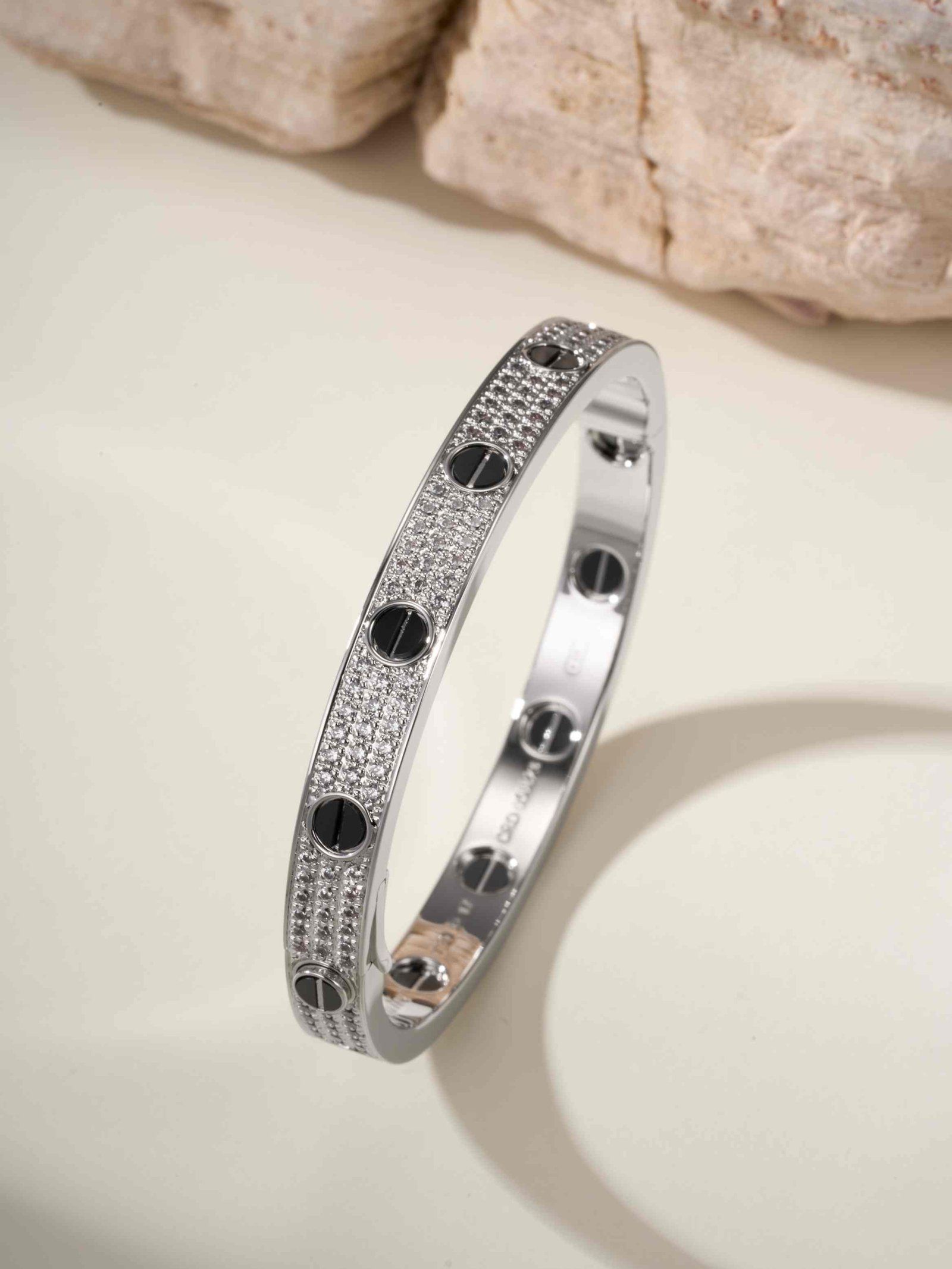 Love Black Nail Full Diamond Bracelet