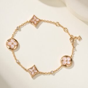 LV Classic Four Pollen Fritillaria 3-Diamond Bracelet (Rose Gold Pink Fritillaria)