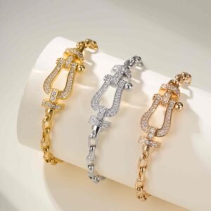 10 degree full diamond horseshoe buckle bracelet (large size)