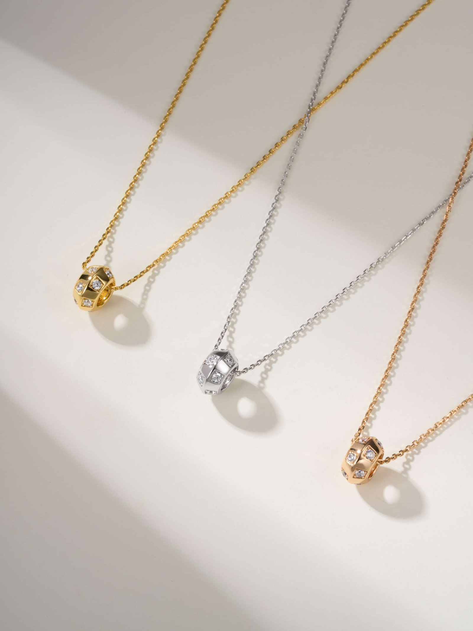 LV Damier Pattern Classic Grid Square Diamond Necklace