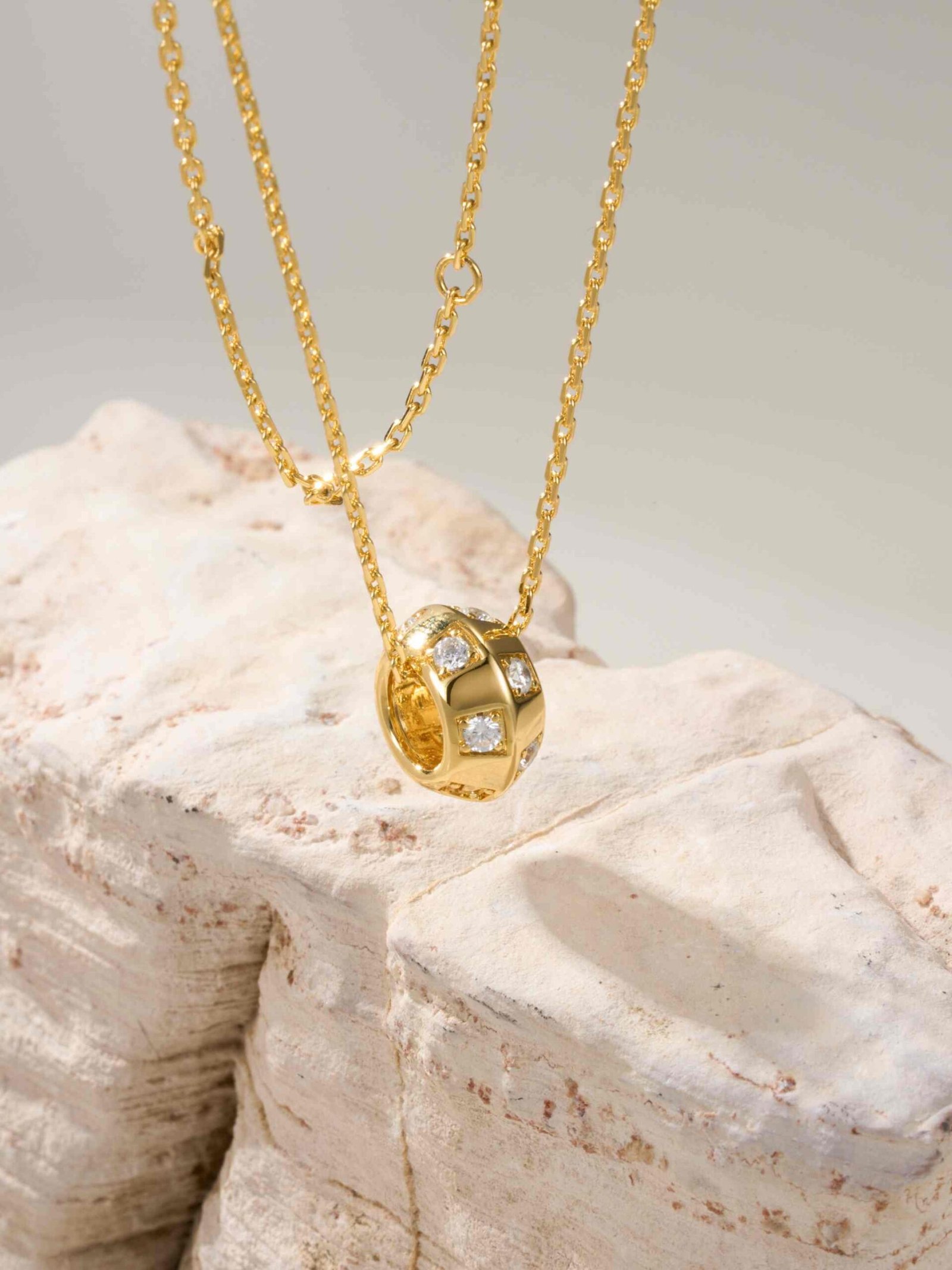 LV Damier Pattern Classic Grid Square Diamond Necklace - 图片 4