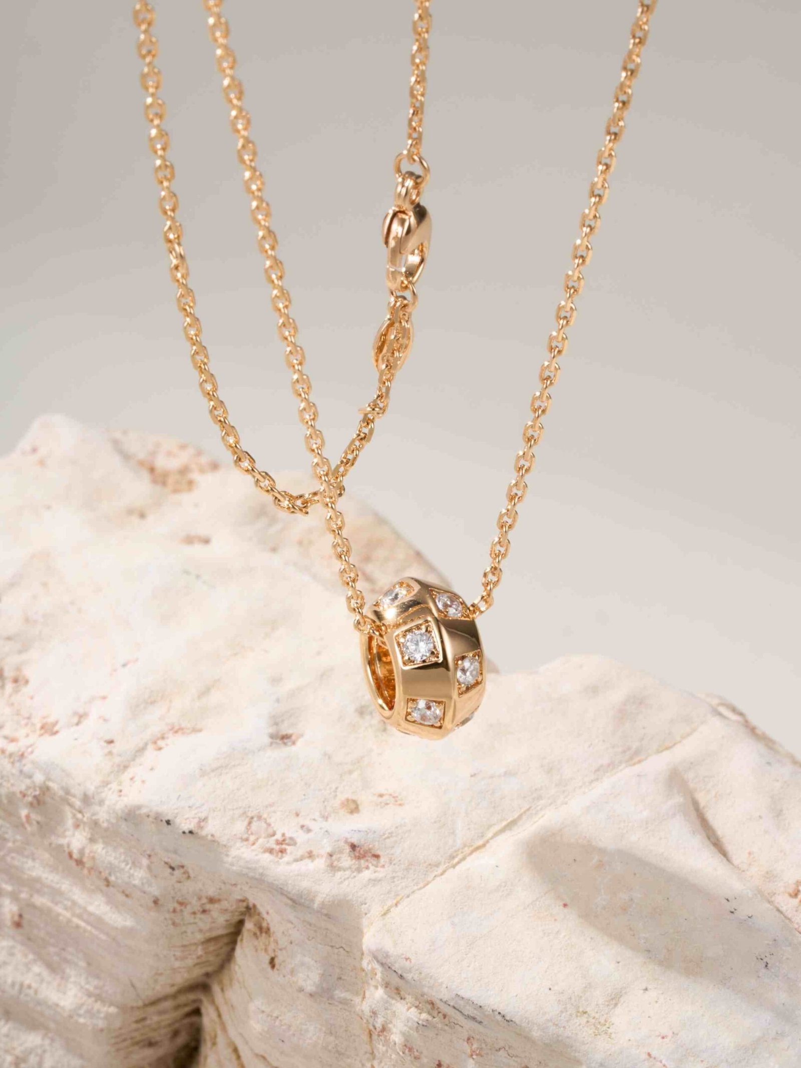 LV Damier Pattern Classic Grid Square Diamond Necklace - 图片 2