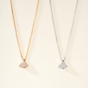 New mini fan-shaped full diamond necklace