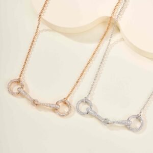 H Series Full Diamond Horseshoe Buckle Necklace