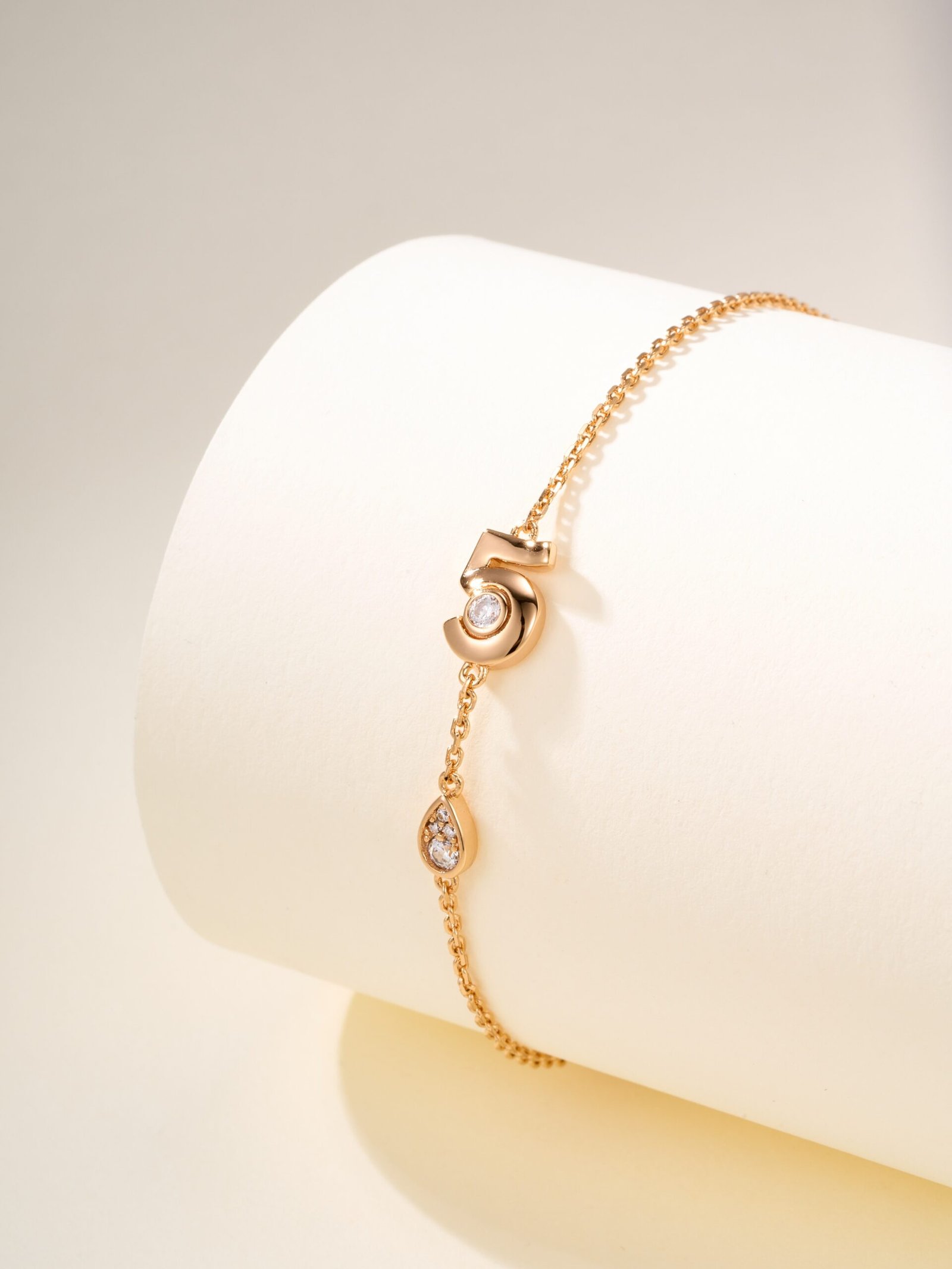 5-Character Diamond Free Hanging Chain Bracelet - Image 3