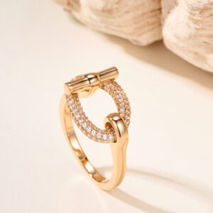 New Pig Nose OT Button with Diamond Set Ring