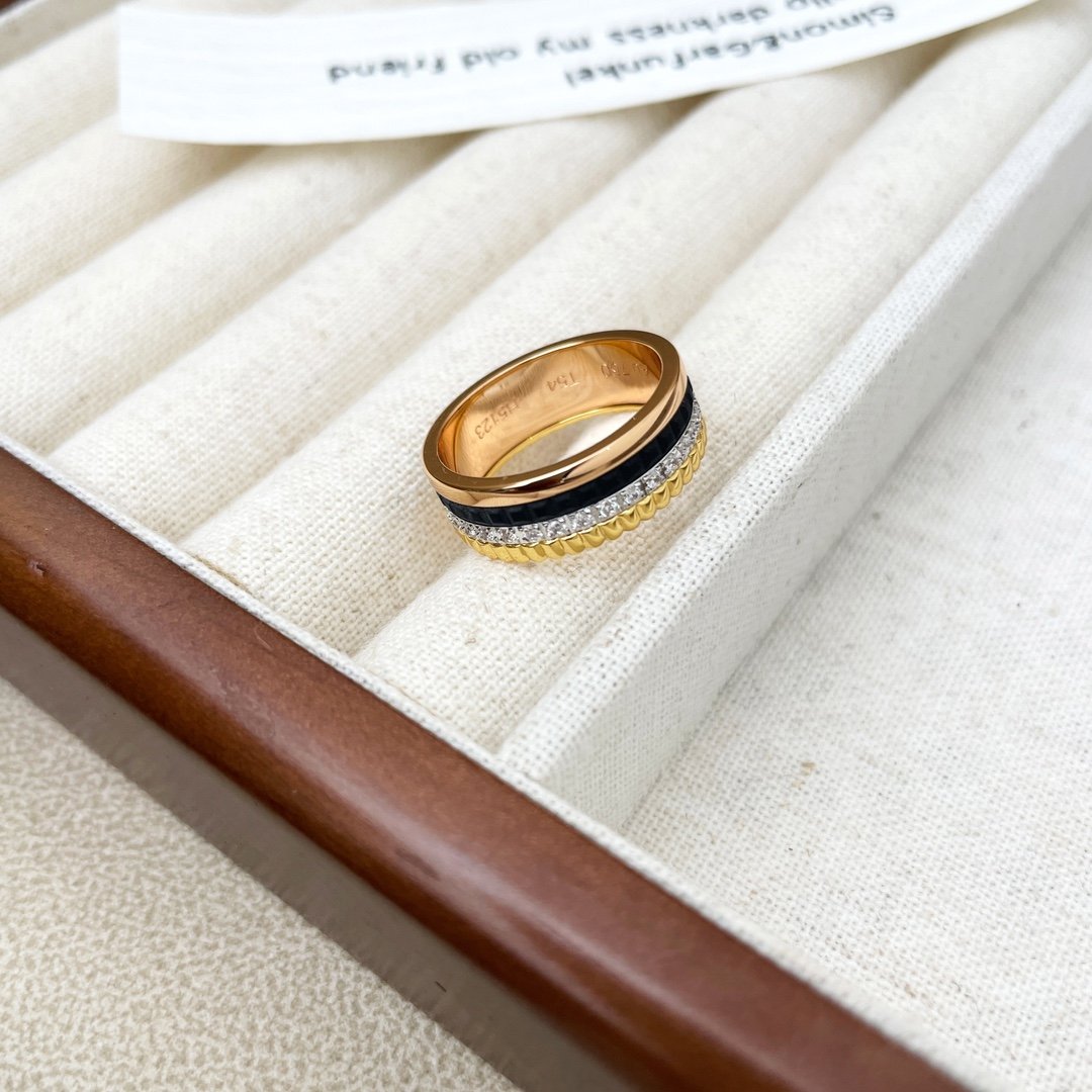 Wide diamond inlaid ceramic ring - 图片 6