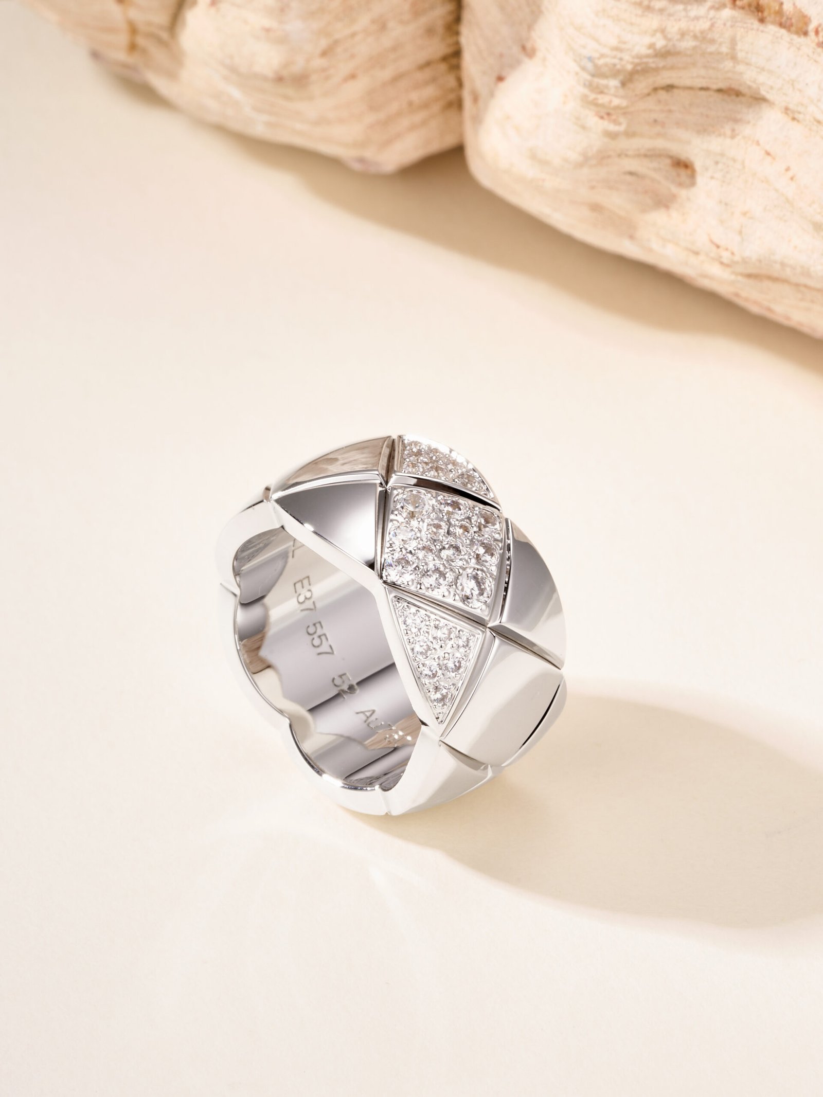 Coco large slanted diamond grid ring (CNC hand set diamond) - Image 2