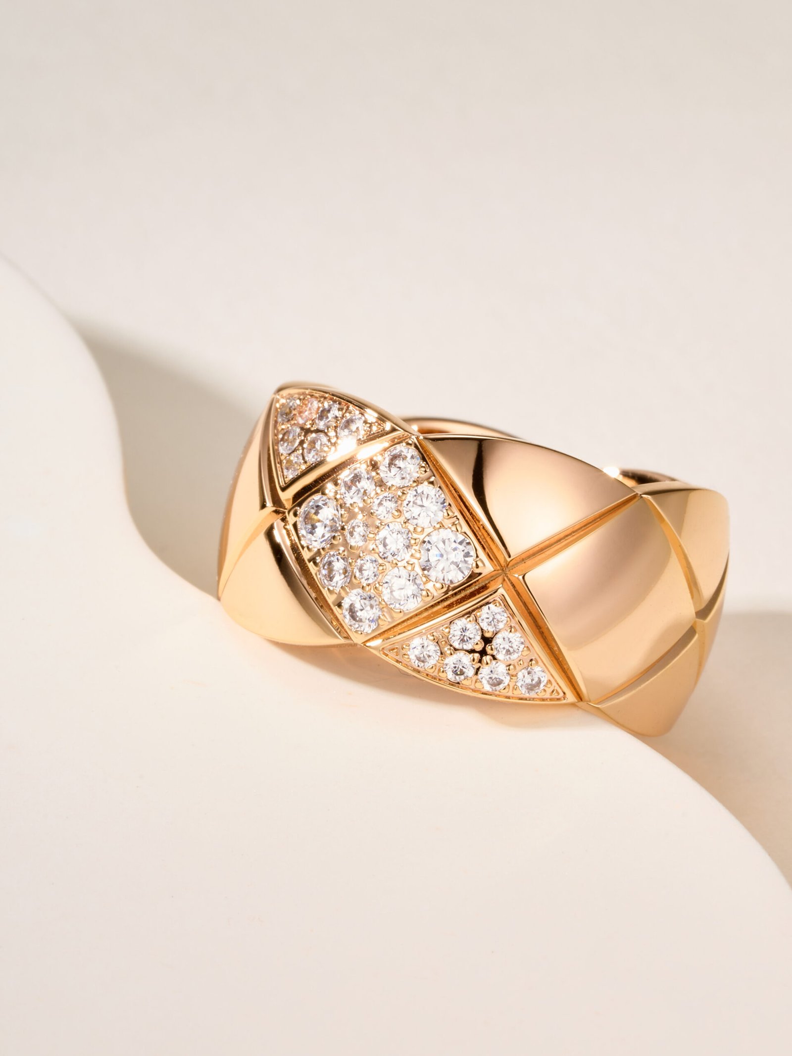 Coco large slanted diamond grid ring (CNC hand set diamond) - Image 5