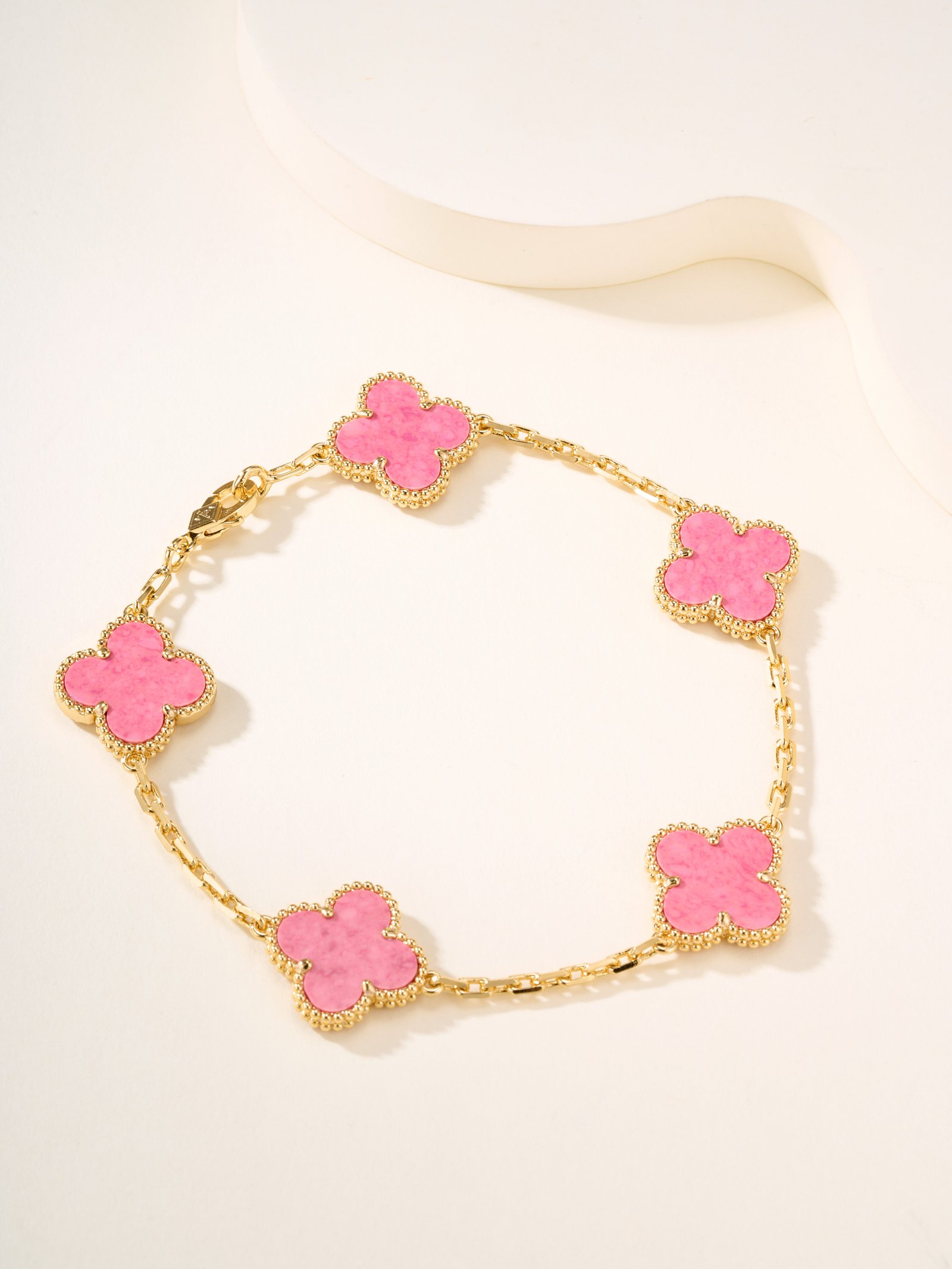 Rose Stone Five Flower Rose Gold Bracelet