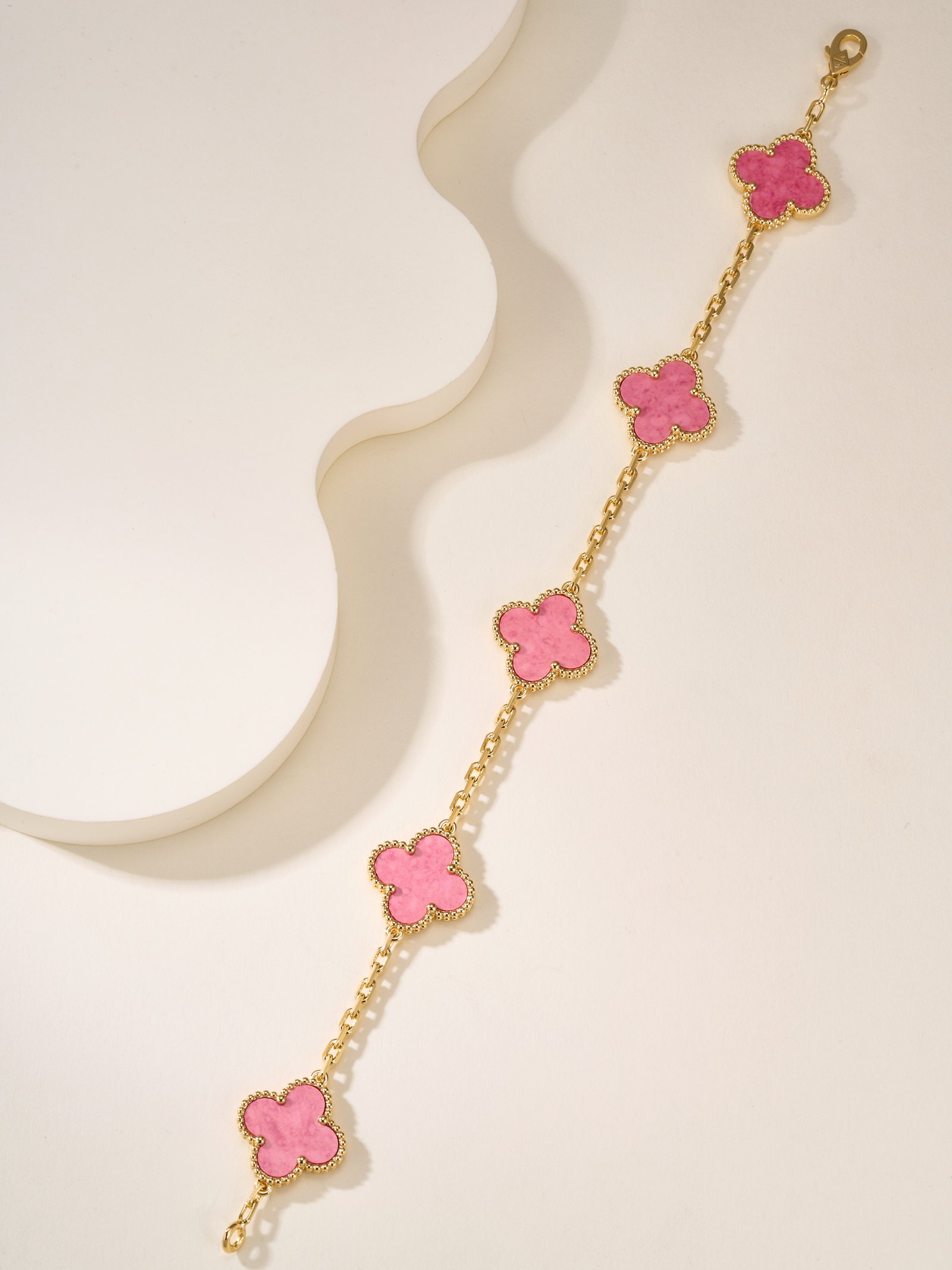 Rose Stone Five Flower Rose Gold Bracelet - 图片 4