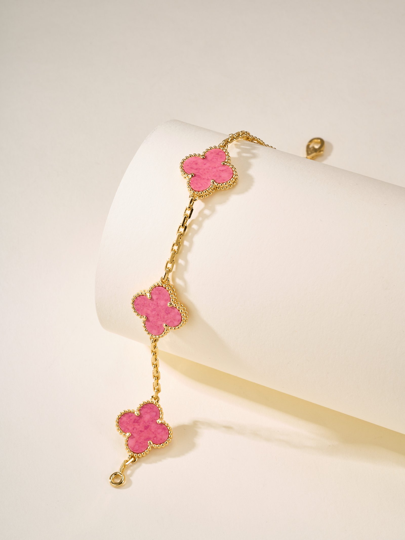 Rose Stone Five Flower Rose Gold Bracelet - 图片 5