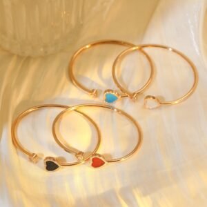 Happy Hearts Diamond Set Natural Stone Bracelet M Size