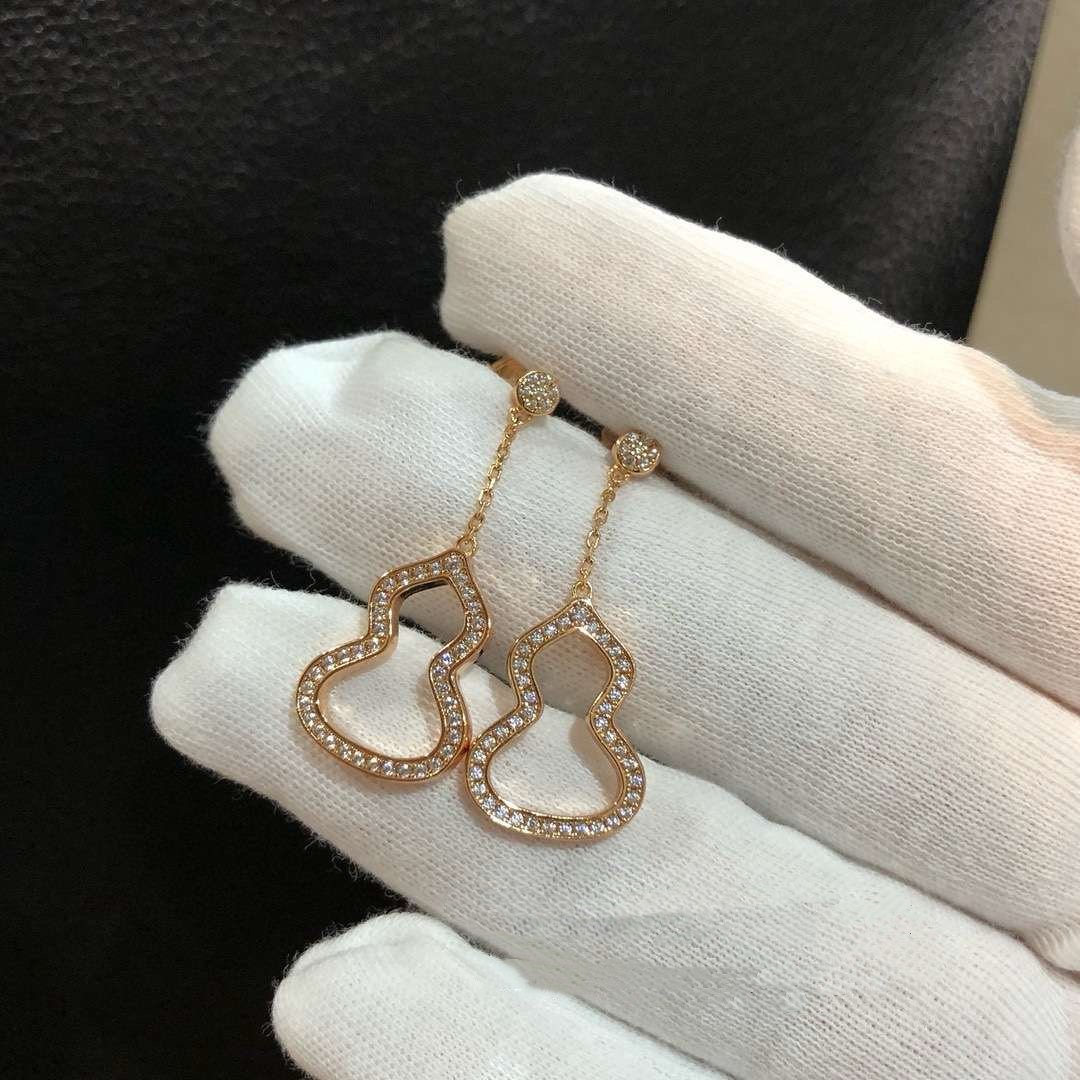 Asymmetric AB style diamond studded earrings with gourd - 图片 6