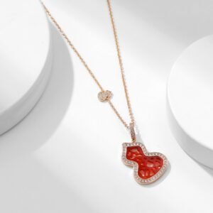 Red agate lace gourd necklace