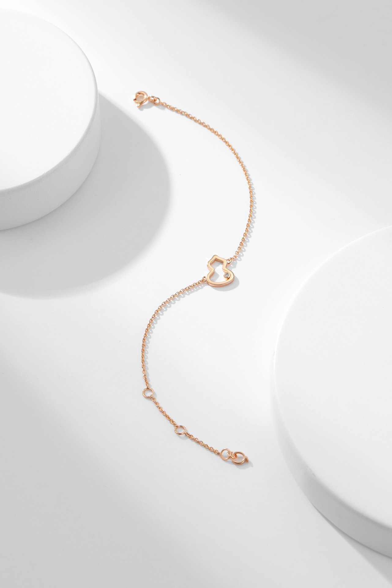 QE Gourd Hollow Inner Diamond Rose Gold Bracelet - 图片 15