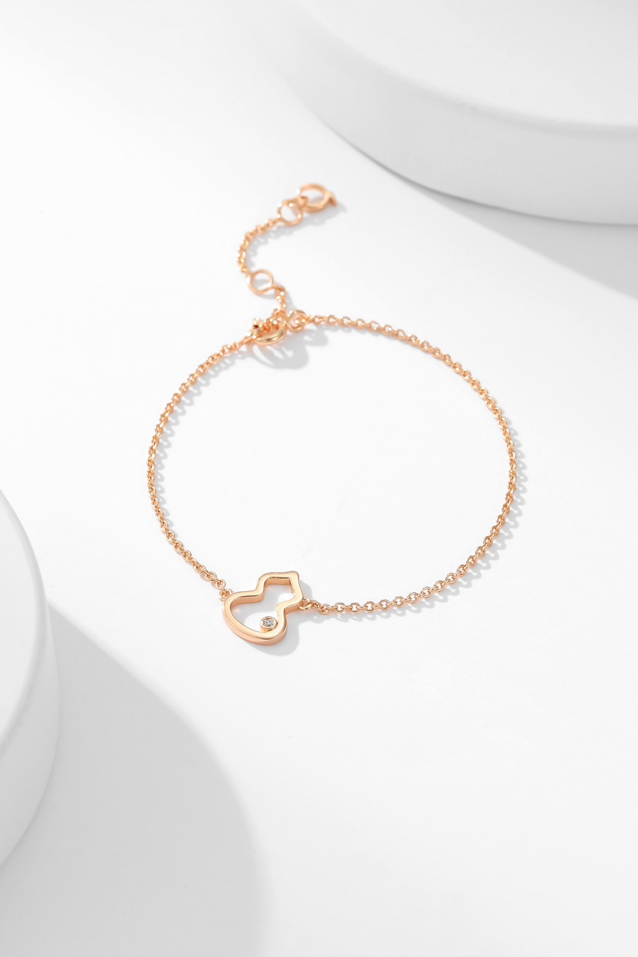 QE Gourd Hollow Inner Diamond Rose Gold Bracelet - 图片 19