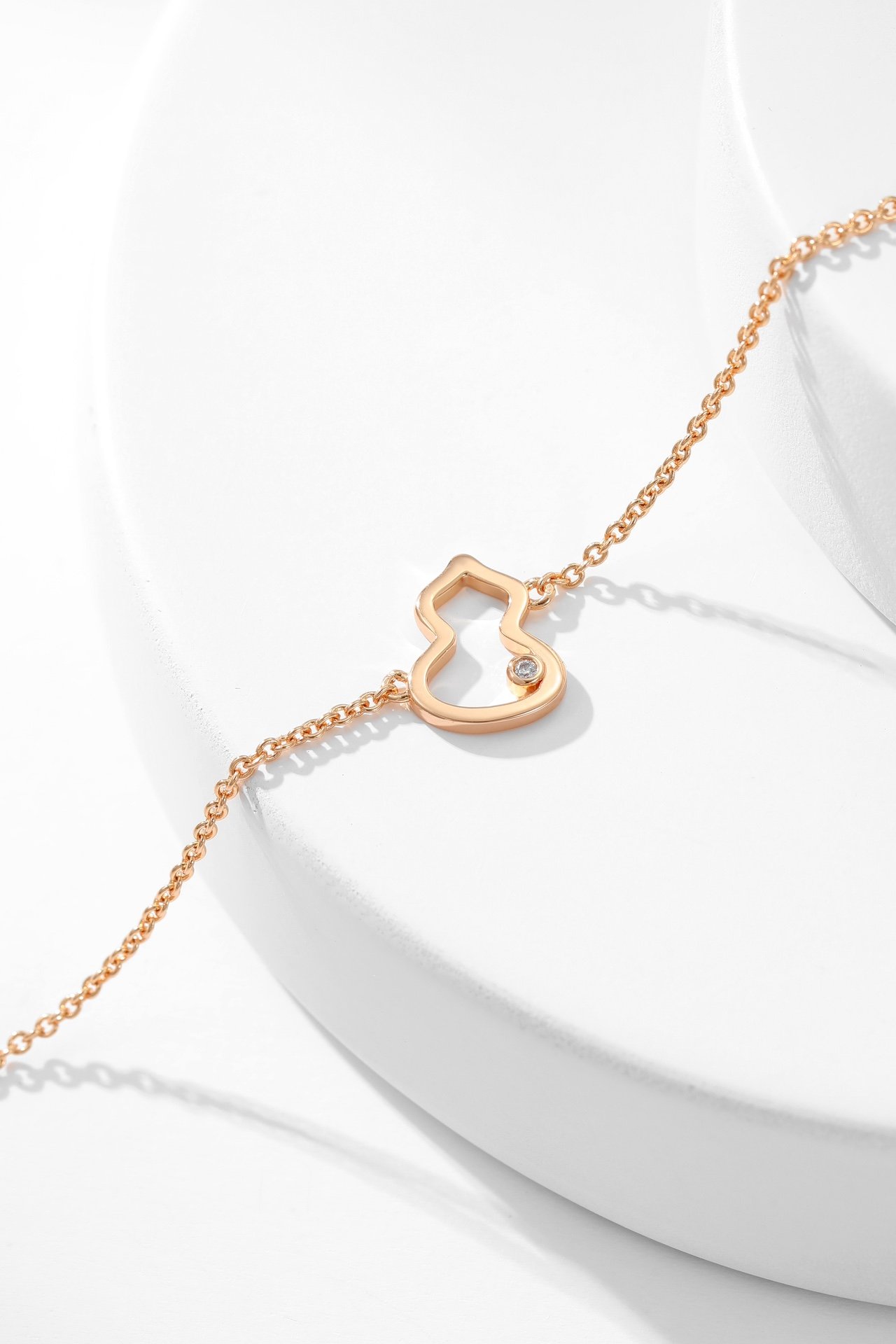 QE Gourd Hollow Inner Diamond Rose Gold Bracelet - 图片 17