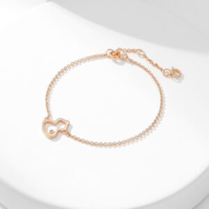 QE Gourd Hollow Inner Diamond Rose Gold Bracelet