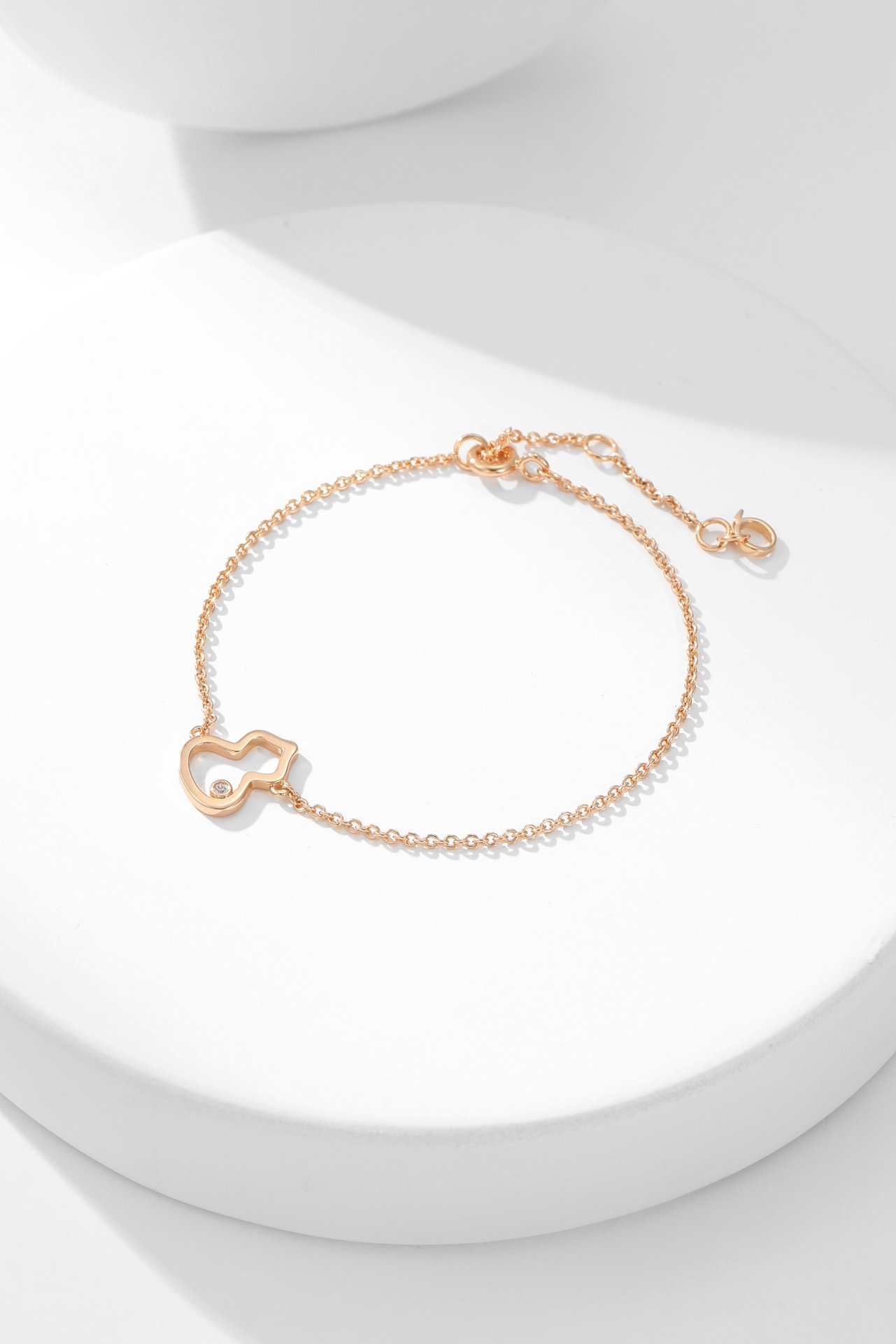 QE Gourd Hollow Inner Diamond Rose Gold Bracelet