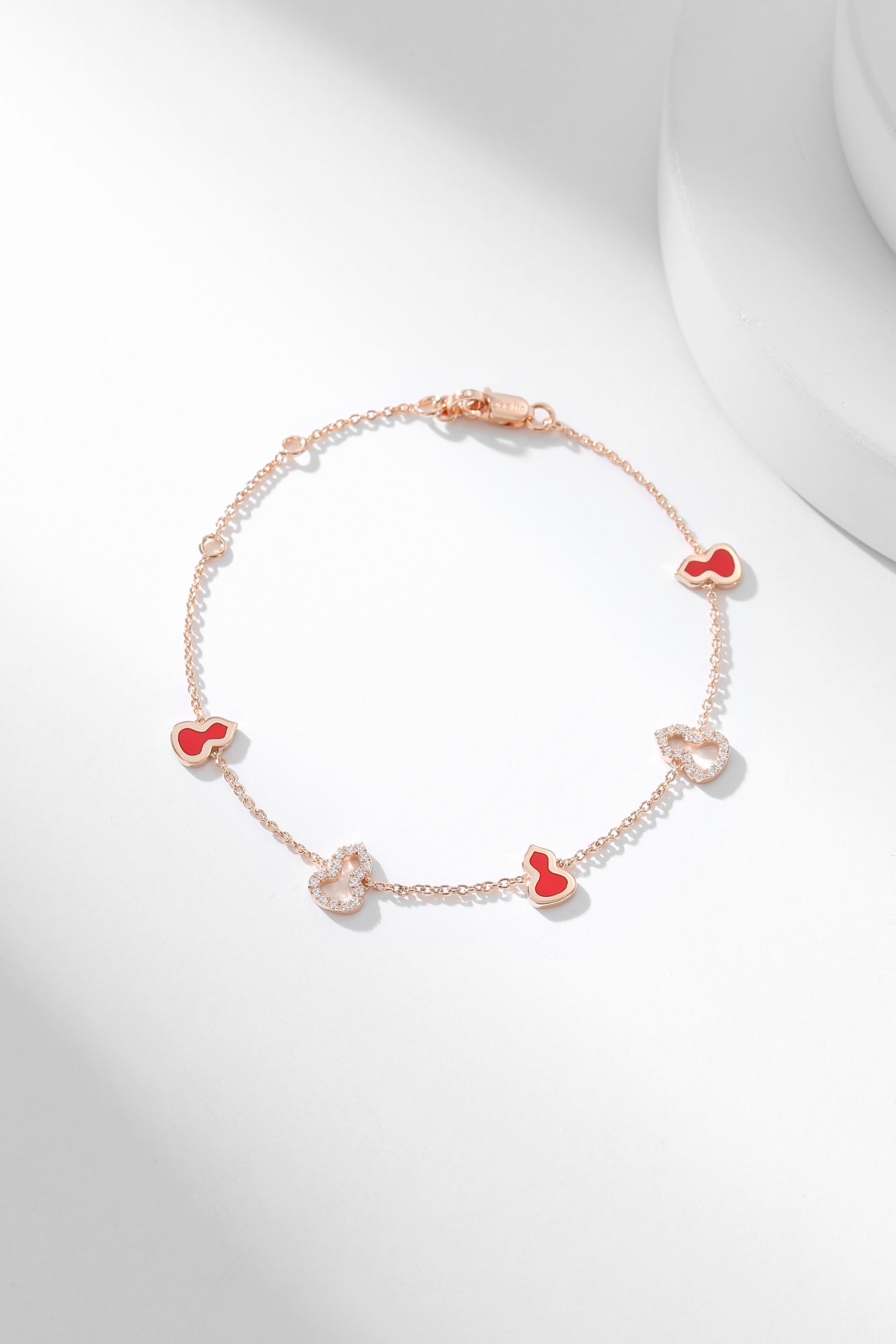 Qeelin Red Enamel 5-Gourd Diamond Set Bracelet - 图片 7