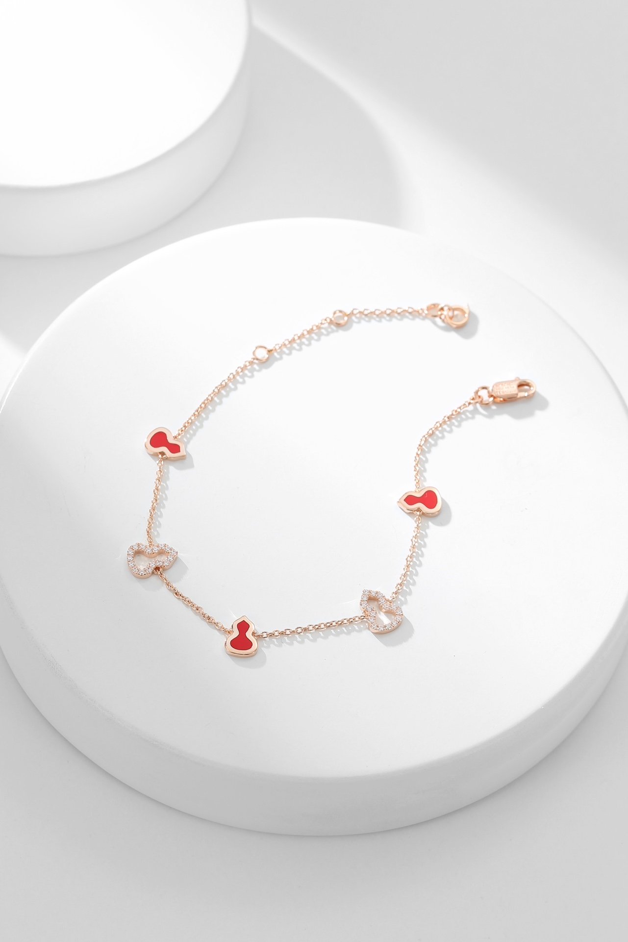 Qeelin Red Enamel 5-Gourd Diamond Set Bracelet - 图片 6