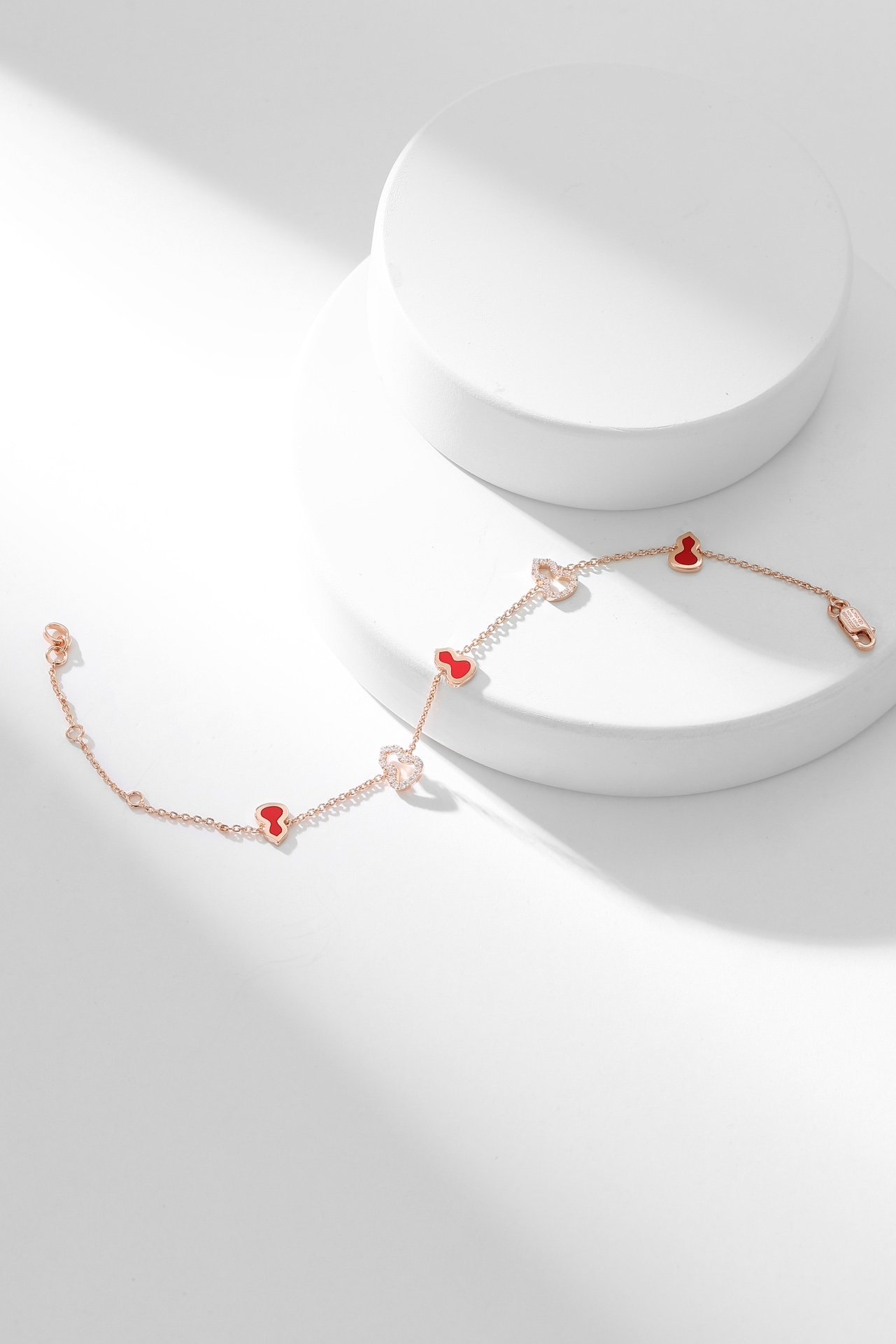 Qeelin Red Enamel 5-Gourd Diamond Set Bracelet - 图片 2
