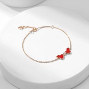 Qeelin Double Gourd Red Middle Diamond Bracelet