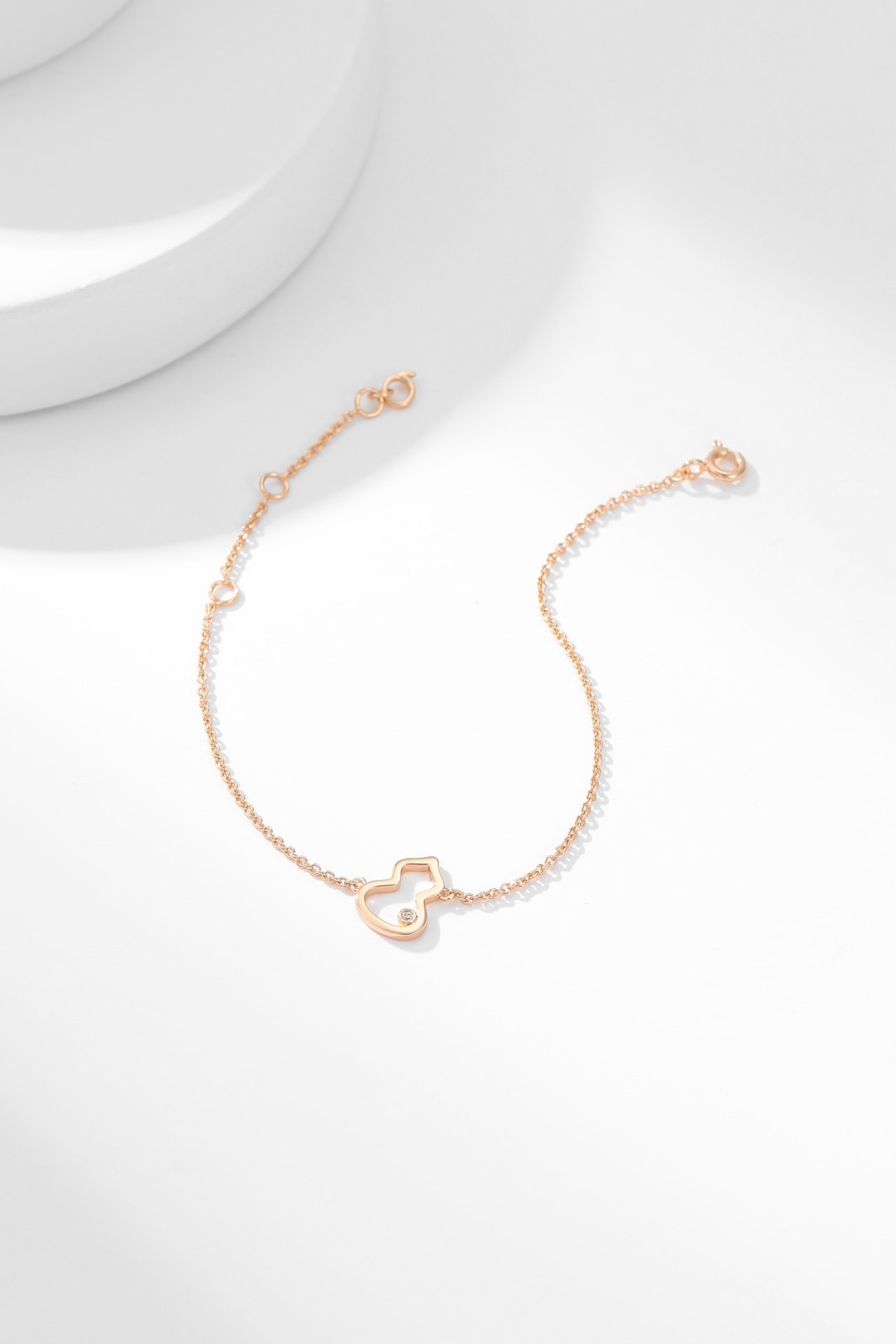 QE Gourd Hollow Inner Diamond Rose Gold Bracelet - 图片 8