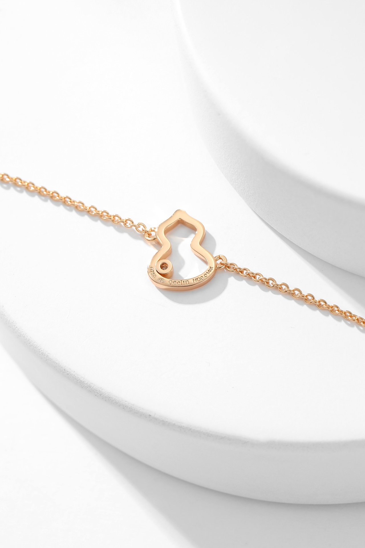 QE Gourd Hollow Inner Diamond Rose Gold Bracelet - 图片 4