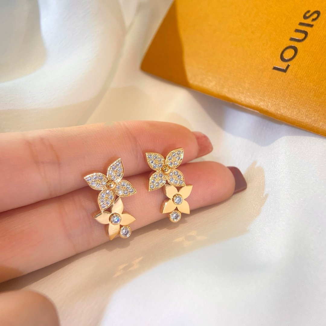 LV Star Blossom Double Diamond Earrings (CNC Hand Set) - 图片 3