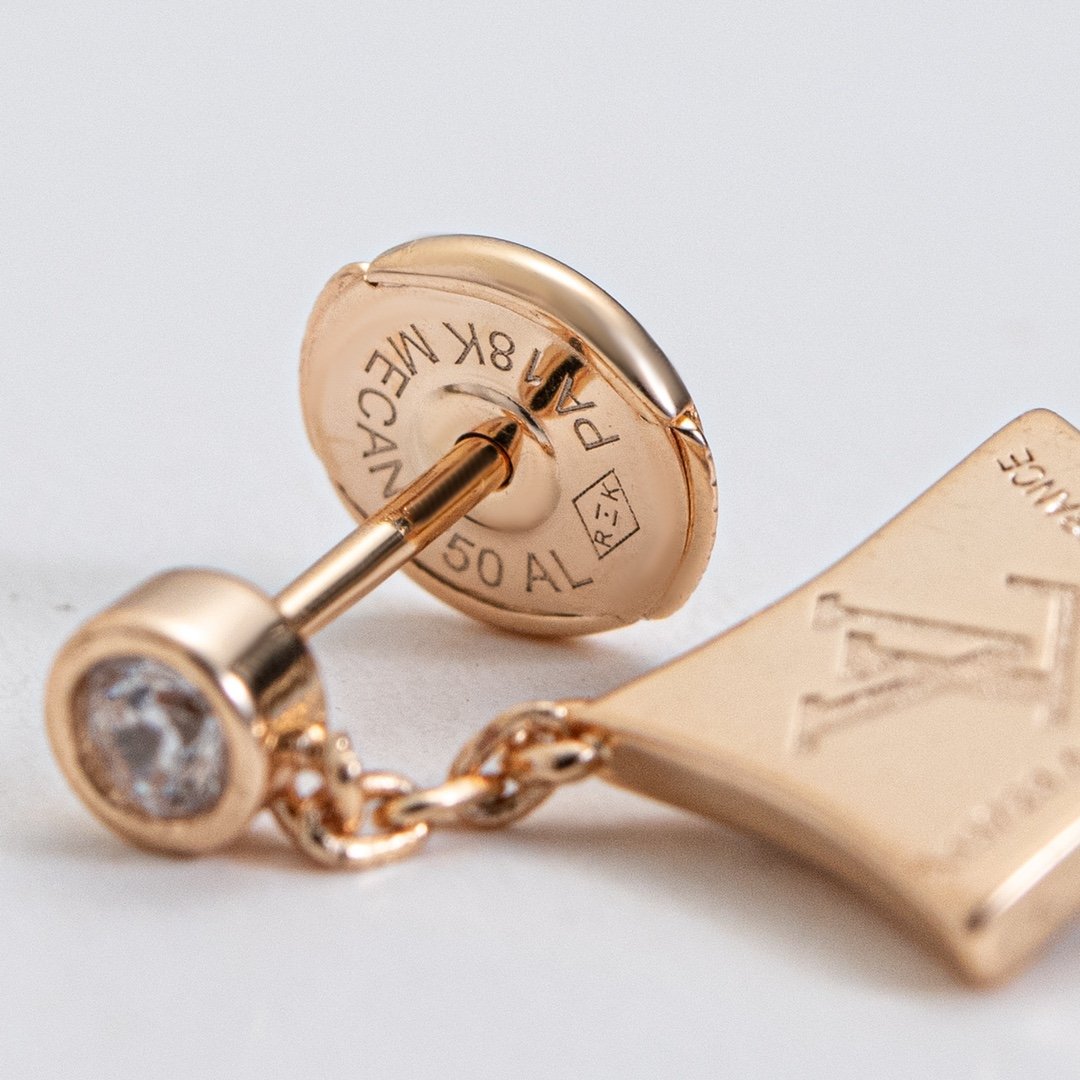 LV idle blossom floral pattern diamond studded earrings - 图片 4