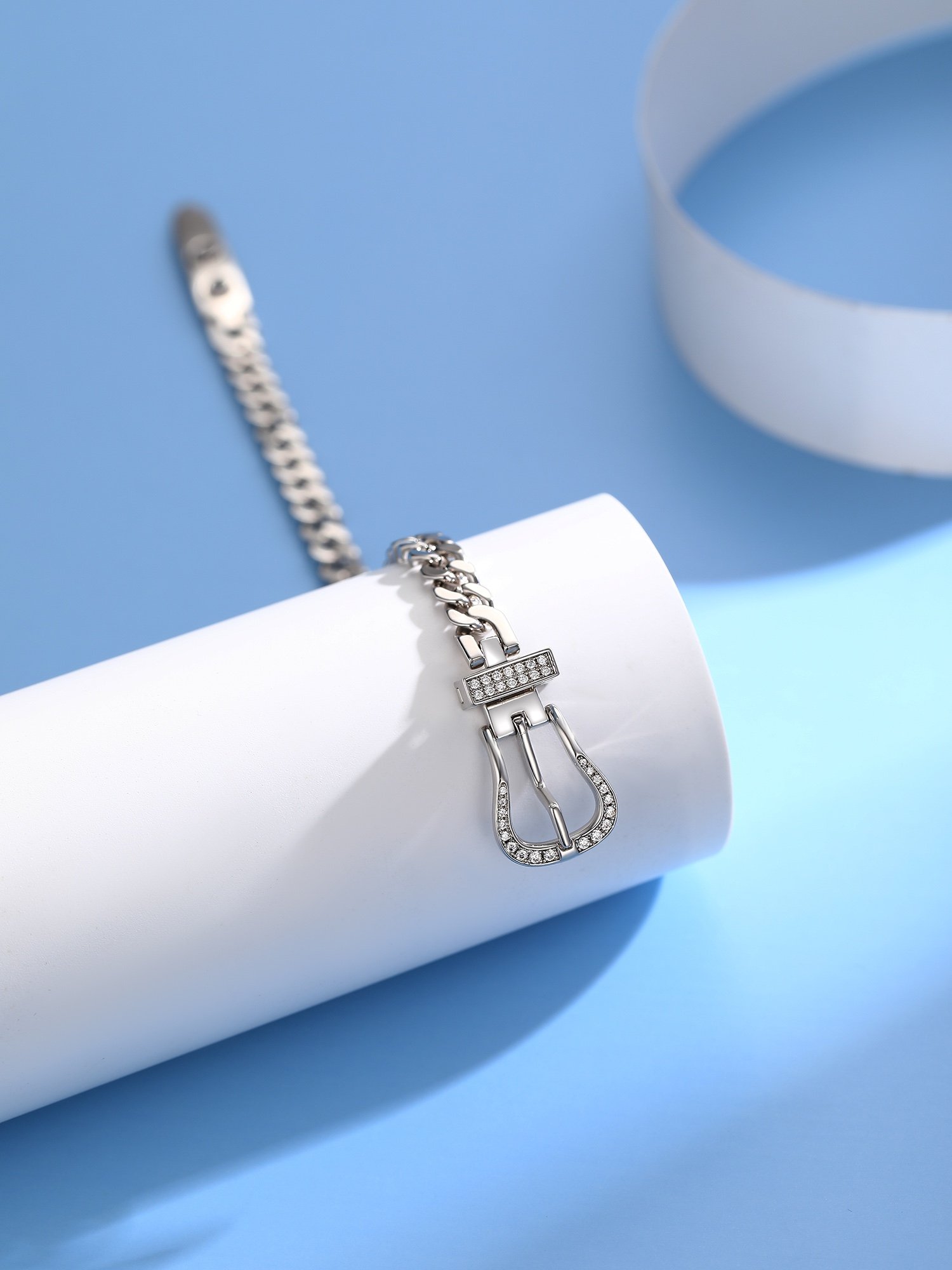 Girl's version belt buckle with diamond bracelet - 图片 3