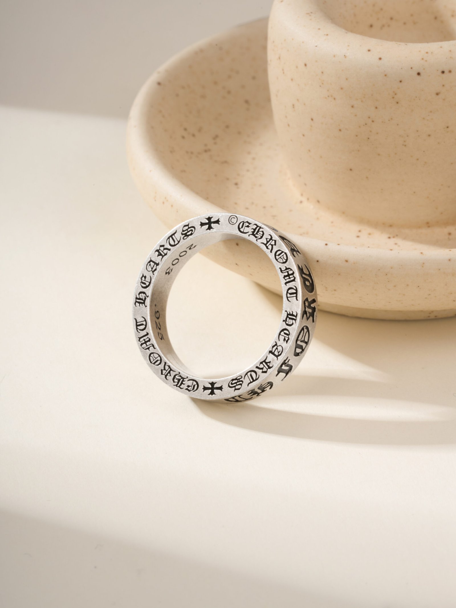 Chrome Hearts Eternal Heart Diamond studded Silver Oxide Ring - 图片 4